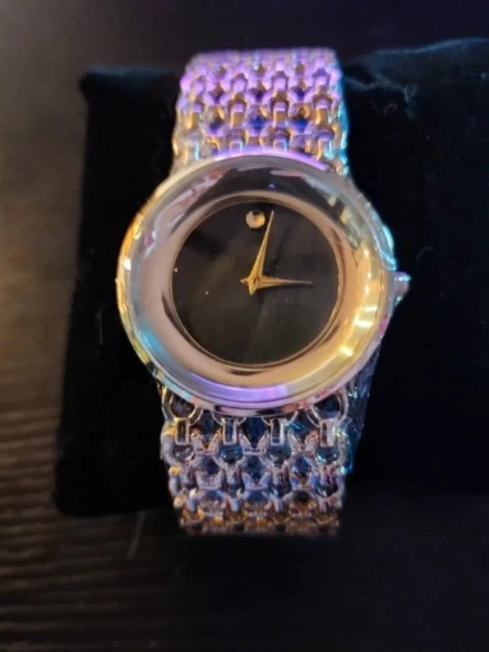 Elegant Gold-Tone Women's Dress Watch with Black Dial